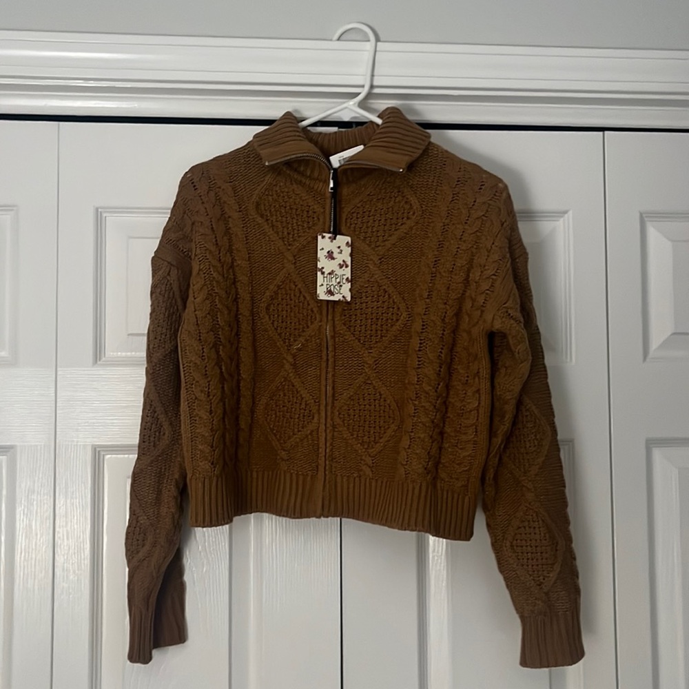 From TJMaxx-Hippie Rose, is a brown little zip up sweater, is soft and cute!